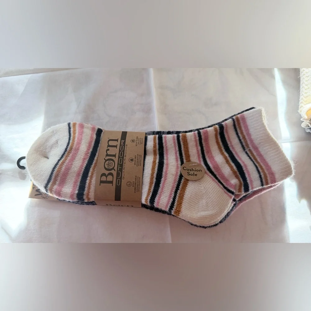 Born Casual Striped Socks - Pink, Black, Cream, Brown 4 pairs wool blend